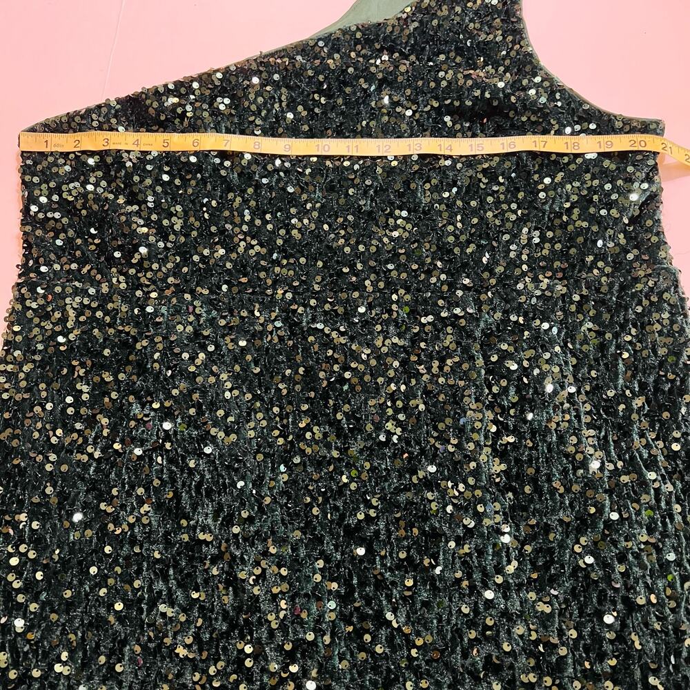Faeriesty Sequin One Shoulder A Line Maxi Dress Size 4X Green - Picture 6 of 9